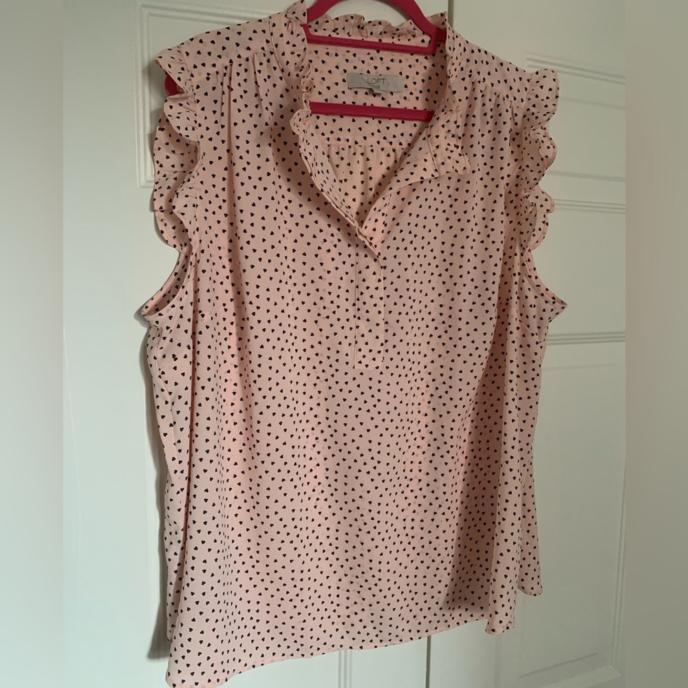 Loft Plus Heart Print Ruffle Details